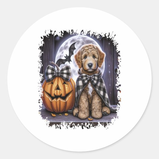 Labradoodle Dog Halloween Square Runder Aufkleber (Vorderseite)