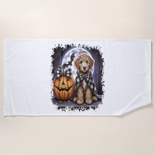 Labradoodle Dog Halloween Square Strandtuch (Vorderseite)