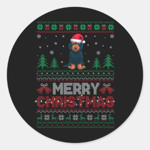 Labradoodle Dog Lovers Weihnachtsmannmütze Weihnac Runder Aufkleber