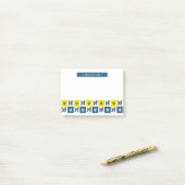 Labradoodle Dog & Paw Yellow & Blue Grid Post-it Klebezettel (Auf Schreibtisch)