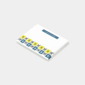 Labradoodle Dog & Paw Yellow & Blue Grid Post-it Klebezettel (angewinkelt)