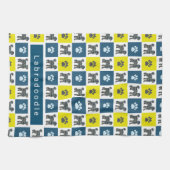 Labradoodle Dog & Paw Yellow & Blue Grid Teetuch Geschirrtuch (Horizontal)