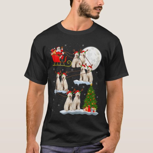 Labradoodle Dog Santa Sleigh Flying Funny Magical T-Shirt (Vorderseite)