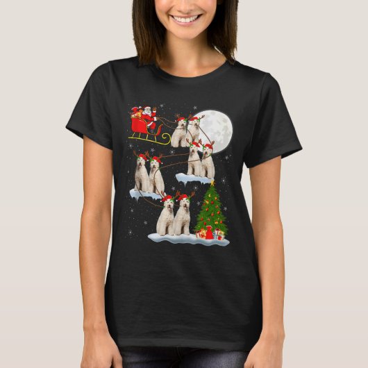 Labradoodle Dog Santa Sleigh Flying Funny Magical  T-Shirt (Vorderseite)
