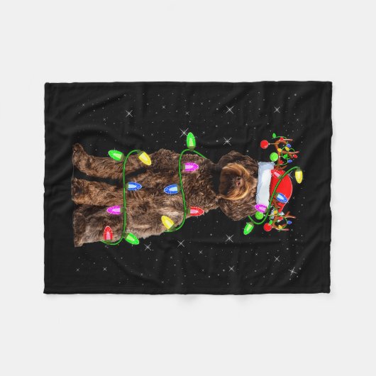 Labradoodle Dog Xmas Lighting Santa Labradoodle Ch Fleecedecke (Vorderseite (Horizontal))