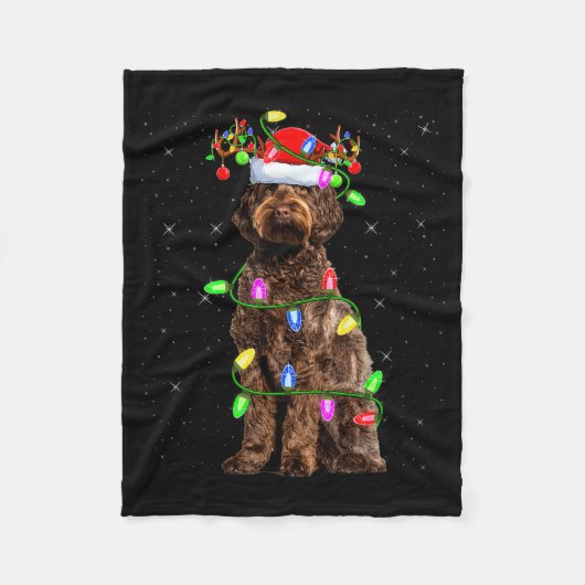 Labradoodle Dog Xmas Lighting Santa Labradoodle Ch Fleecedecke (Vorderseite)