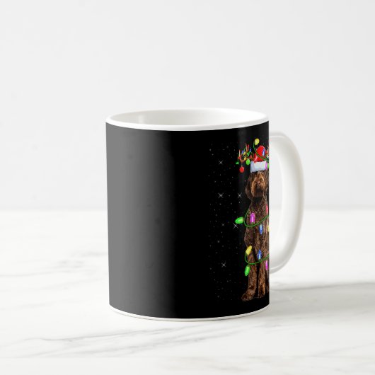 Labradoodle Dog Xmas Lighting Santa Labradoodle Ch Kaffeetasse (VorderseiteRechts)