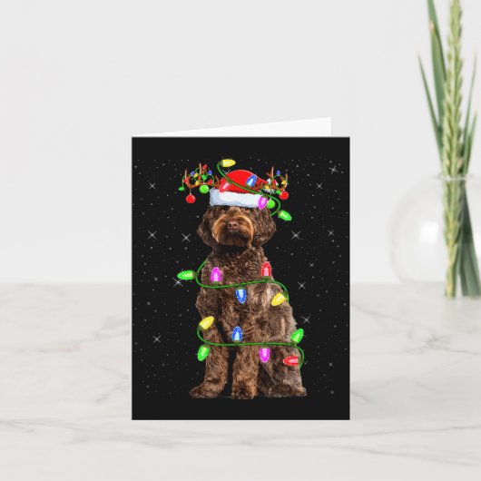 Labradoodle Dog Xmas Lighting Santa Labradoodle Ch Karte (Vorderseite)