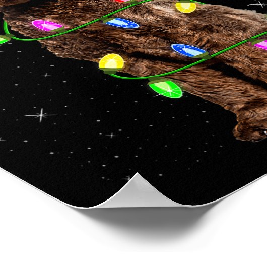 Labradoodle Dog Xmas Lighting Santa Labradoodle Ch Poster (Ecke)