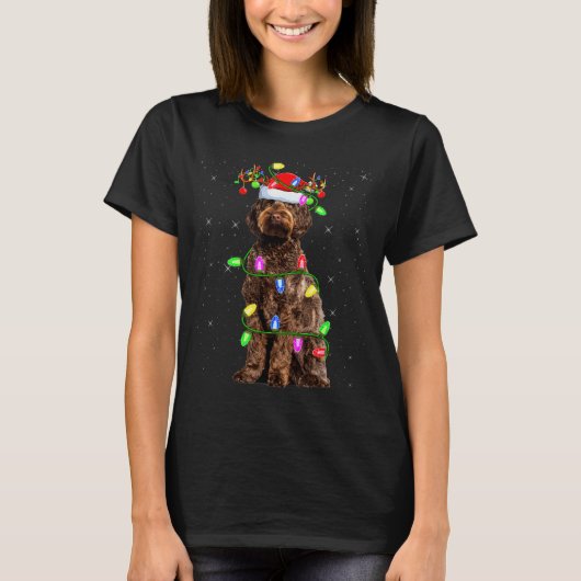 Labradoodle Dog Xmas Lighting Santa Labradoodle Ch T-Shirt (Vorderseite)