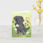 Labradoodle Doodle Doodle Hund / Anmerkung Karte (Gelbe Blume)