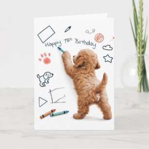 Labradoodle-Doodle für einen 75. Geburtstag Karte