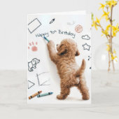 Labradoodle Doodling für den 90. Geburtstag Karte (Gelbe Blume)