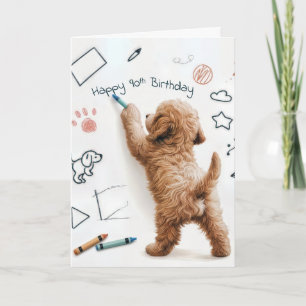 Labradoodle Doodling für den 90. Geburtstag Karte