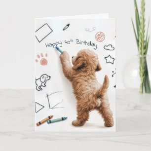 Labradoodle Doodling zum 40. Geburtstag Karte