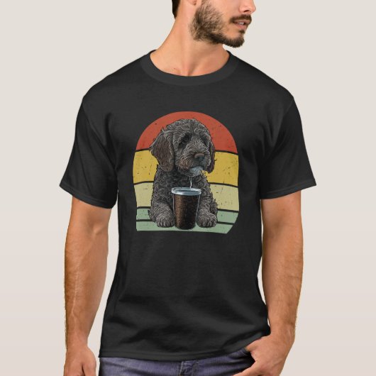 Labradoodle Drinking Coffee Labradoodle Dog And C T-Shirt (Vorderseite)