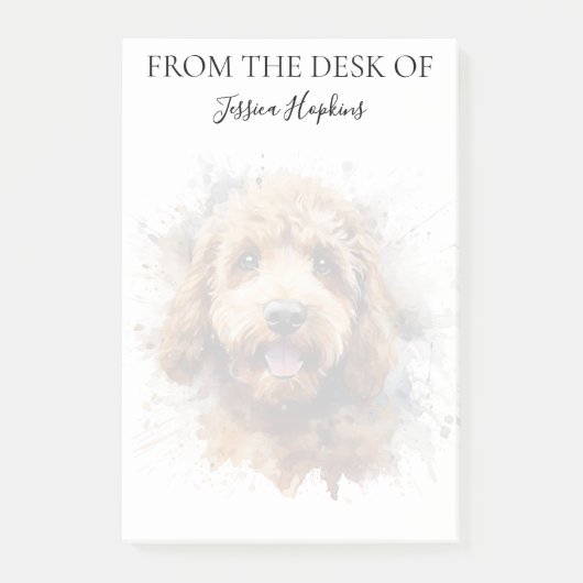 Labradoodle-Fan-monogrammierter Hund Post-it Klebezettel (Vorderseite)