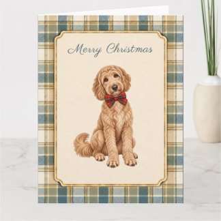 Labradoodle Frohe Weihnachten Tartan Karte