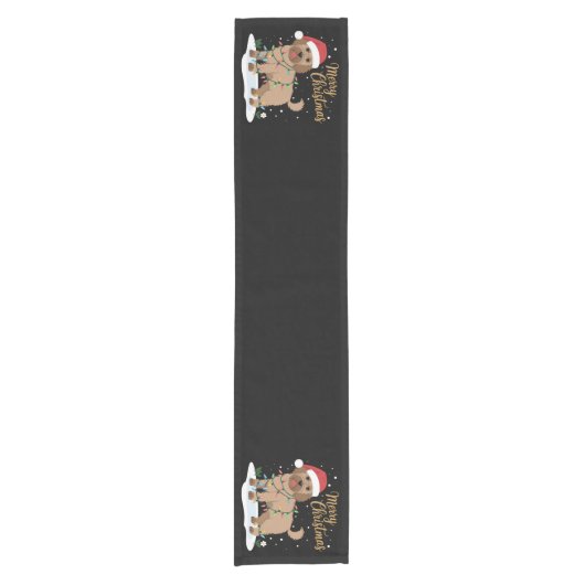 Labradoodle Frohe Weihnachten Weihnachten Weihnach Kurzer Tischläufer (Vorderseite)