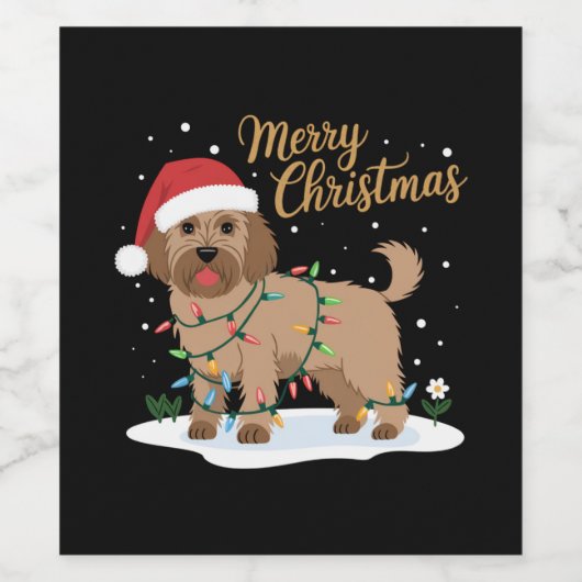 Labradoodle Frohe Weihnachten Weihnachten Weihnach Weinetikett (Einzelnes Label)