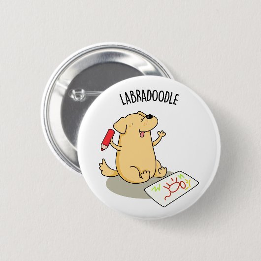 Labradoodle Funny Labrador Dog Pub Button (Vorne & Hinten)