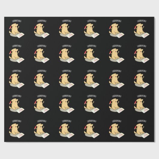 Labradoodle Funny Labrador Dog Pun Dark BG Geschenkpapier (Flach)