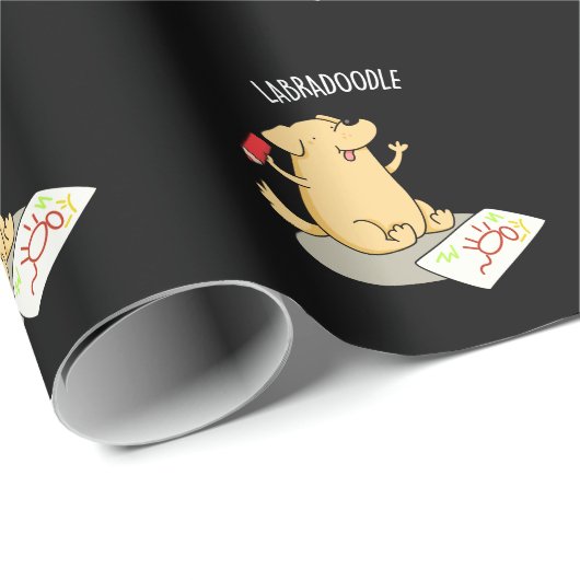 Labradoodle Funny Labrador Dog Pun Dark BG Geschenkpapier (Rolleneckpunkt)