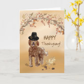 Labradoodle Funny Pilgrim Hat Erntedank Karte (Gelbe Blume)