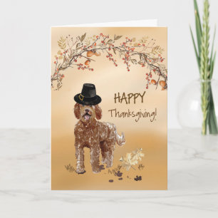 Labradoodle Funny Pilgrim Hat Erntedank Karte