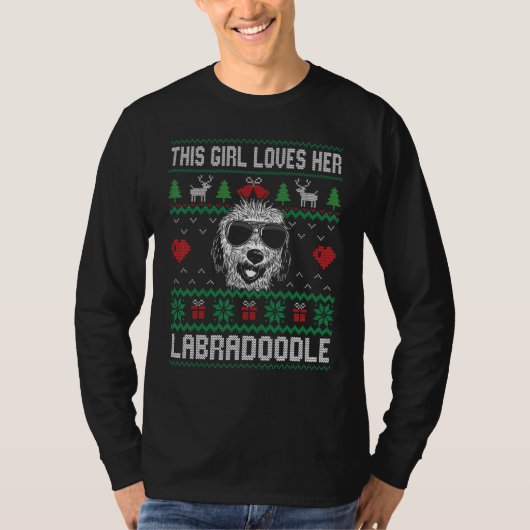 Labradoodle Girl Cool Ugly Christmas for Dog Mom T-Shirt (Vorderseite)