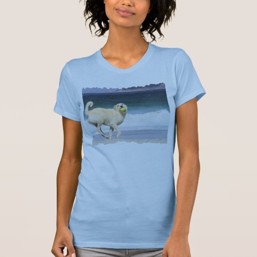 Labradoodle - glücklicher Tag auf dem Strand T-Shirt (Vorderseite)