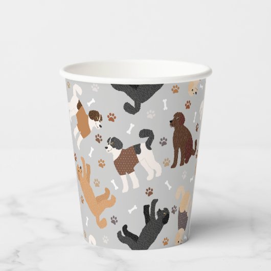 Labradoodle/Goldendoodknochen und Paws Papier Cu Pappbecher (Rückseite)