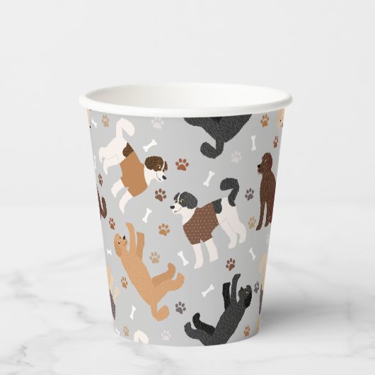 Labradoodle/Goldendoodknochen und Paws Papier Cu Pappbecher (Vorderseite)