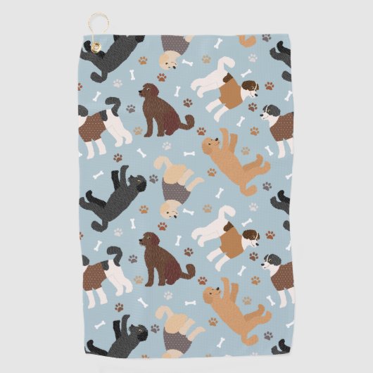 Labradoodle / Goldendoodle Bones and Paws Golfhandtuch (Vorderseite)