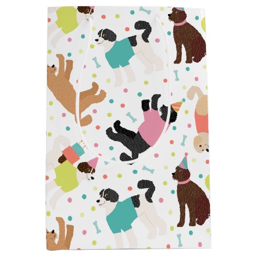 Labradoodle / Goldendoodle Geburtstagsparty Mittlere Geschenktüte (Vorderseite)