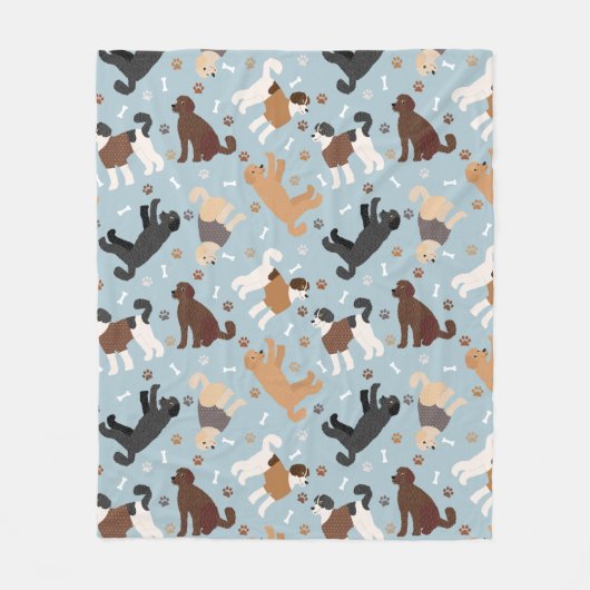 Labradoodle/Goldendoodle Knochen und Paare Fleecedecke (Vorderseite)
