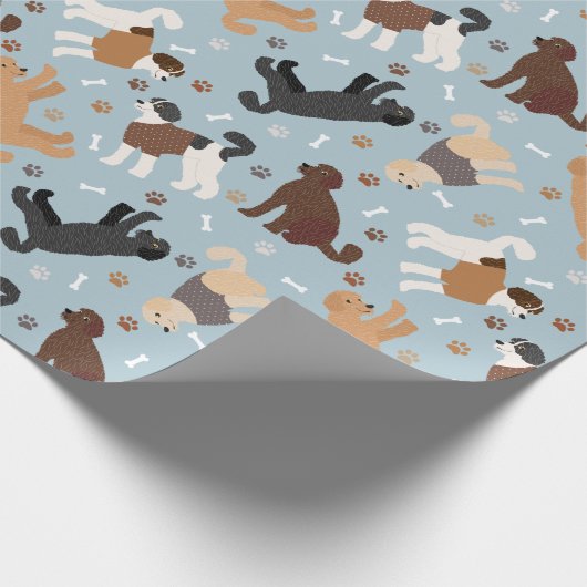 Labradoodle/Goldendoodle Knochen und Paare Geschenkpapier (Ecke)