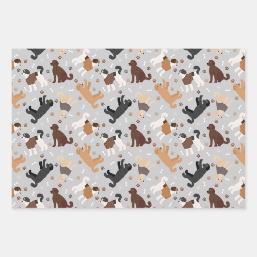 Labradoodle/Goldendoodle Knochen und Paare Geschenkpapier Set (Vorderseite 3)