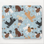 Labradoodle/Goldendoodle Knochen und Paare Mousepad<br><div class="desc">Niedliche Labradoodle / Goldendoodle Hunde sitzen und stehen und rollen mit Creme, Aprikose, Schokolade, Schwarz- und Parti-Mäntel mit verstreuten Hundeknochen und Pappprints Muster.</div>