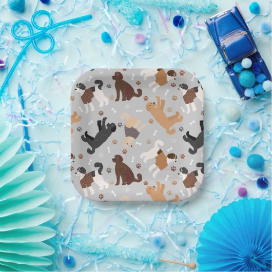 Labradoodle/Goldendoodle Knochen und Paare Pappteller (Party)