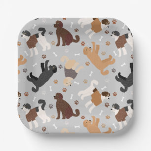 Labradoodle/Goldendoodle Knochen und Paare Pappteller