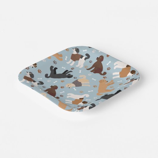 Labradoodle/Goldendoodle Knochen und Paare Pappteller (Gewinkelt)