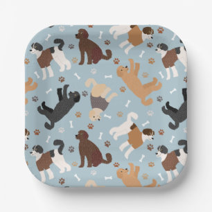 Labradoodle/Goldendoodle Knochen und Paare Pappteller