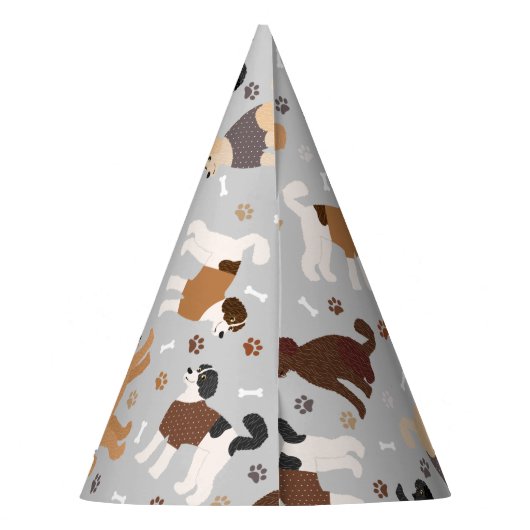 Labradoodle/Goldendoodle Knochen und Paws Party Ha Partyhütchen (Rückseite)