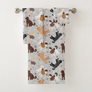 Labradoodle/Goldendoodle Knochen und Pfäffchen Badhandtuch Set