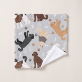 Labradoodle/Goldendoodle Knochen und Pfäffchen Badhandtuch Set (Waschlappen)
