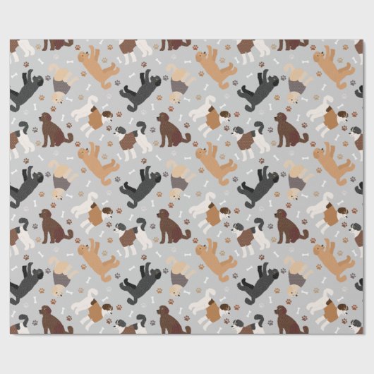 Labradoodle/Goldendoodle Knochen und Pfeifen Geschenkpapier (Flach)