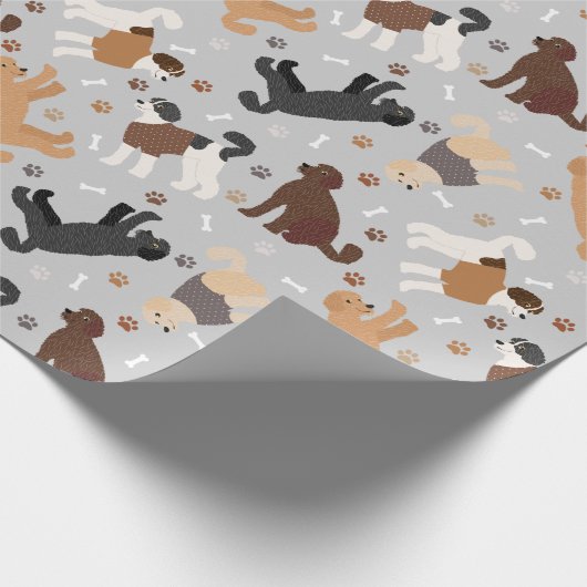 Labradoodle/Goldendoodle Knochen und Pfeifen Geschenkpapier (Ecke)