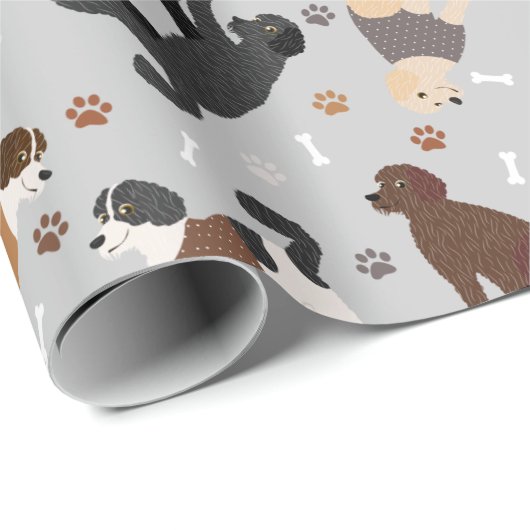 Labradoodle/Goldendoodle Knochen und Pfeifen Geschenkpapier (Rolleneckpunkt)