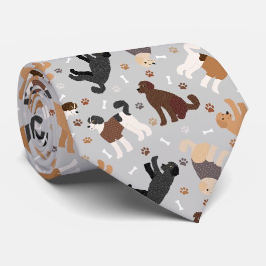 Labradoodle/Goldendoodle Knochen und Pfoten Neck T Krawatte (Gerollt)